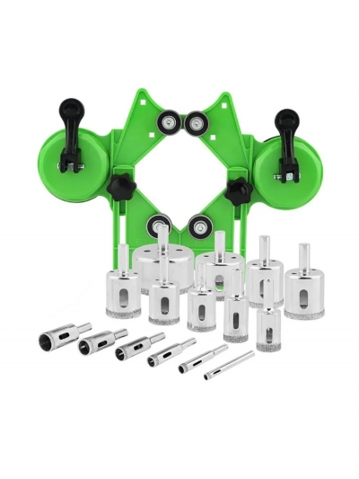 Вакуумный кондуктор для сверления плитки и стекла Vakuro PL с набором алмазных коронок 15 шт.-1